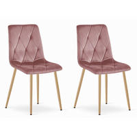 STUHL BOSA 2-er Set, Rosa, Metallbeine in Holzfarbe - Rosa, Textil/Metall (44/89/40cm) - Komodee