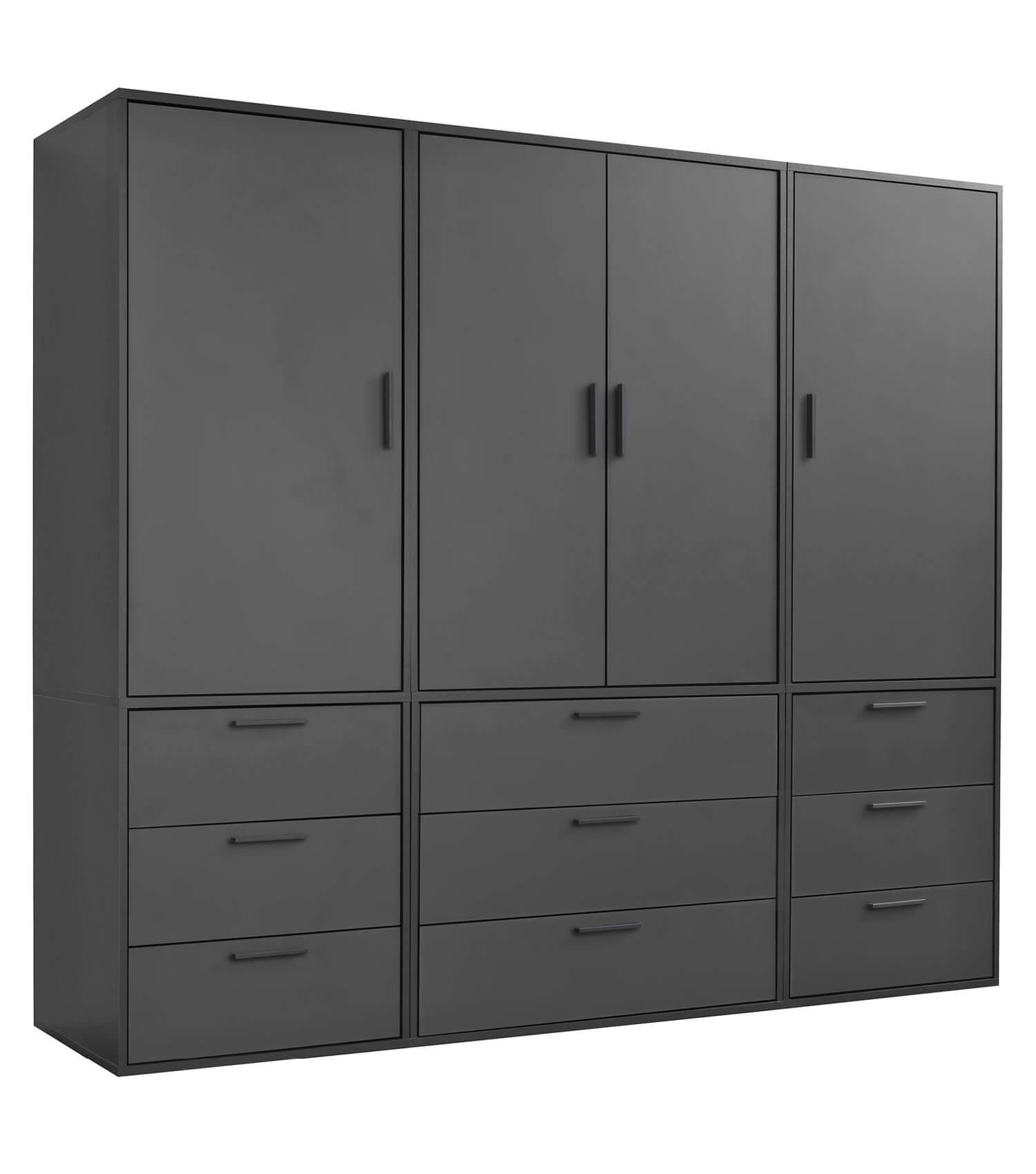 KLEIDERSCHRANK Der Grenzenlose - Anthrazit, Holzwerkstoff (210/187/58cm) - Mokebo