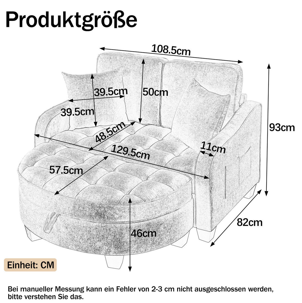 SCHLAFSOFA 132/129/93 cm aus Eukalyptusholz mit Aufbewahrungshocker Beige - Beige, Holz (129/93/132cm) - Modenvie