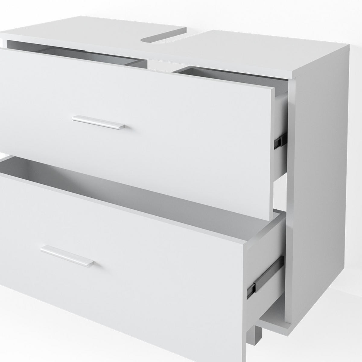BADMÖBEL-SET Ilias Weiß 3 Teile, mit Hochschrank - Weiß, Holzwerkstoff (80.2/60.8/33cm) - Vicco