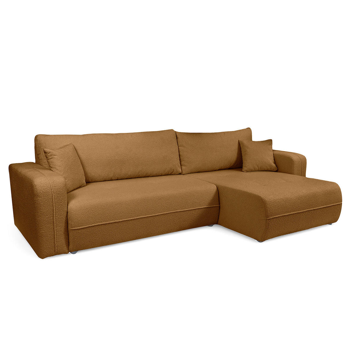 ECKSOFA mit Schlaffunktion - 272 cm - Beige/Schwarz, Kunststoff/Textil (272/145cm) - home24