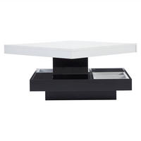 COUCHTISCH DE-205 Weiß mit 360° drehbarer Tischplatte und Ablagefach - Weiß, Holzwerkstoff (70/70/36cm) - ComfortXL