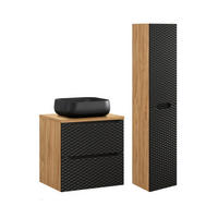 BADMÖBEL 60cm Elora 2er-Set Schwarz und Holz - Schwarz, Holzwerkstoff (60/59/46cm) - Petits-meubles