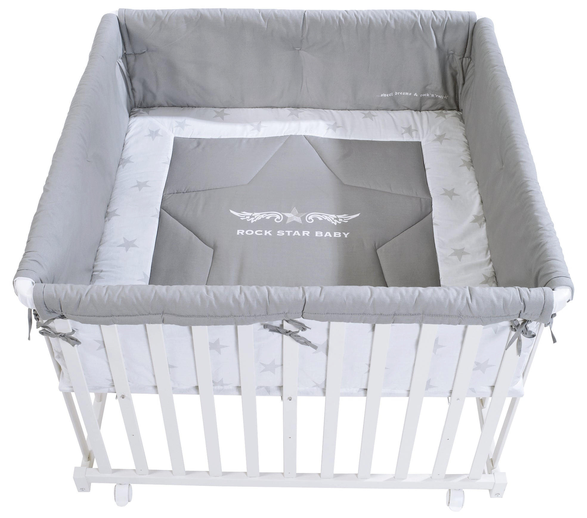 LAUFGITTER 100x100, Rock Star Baby 2 - Weiß, Holzwerkstoff (94.5/72.5/94.5cm) - Roba