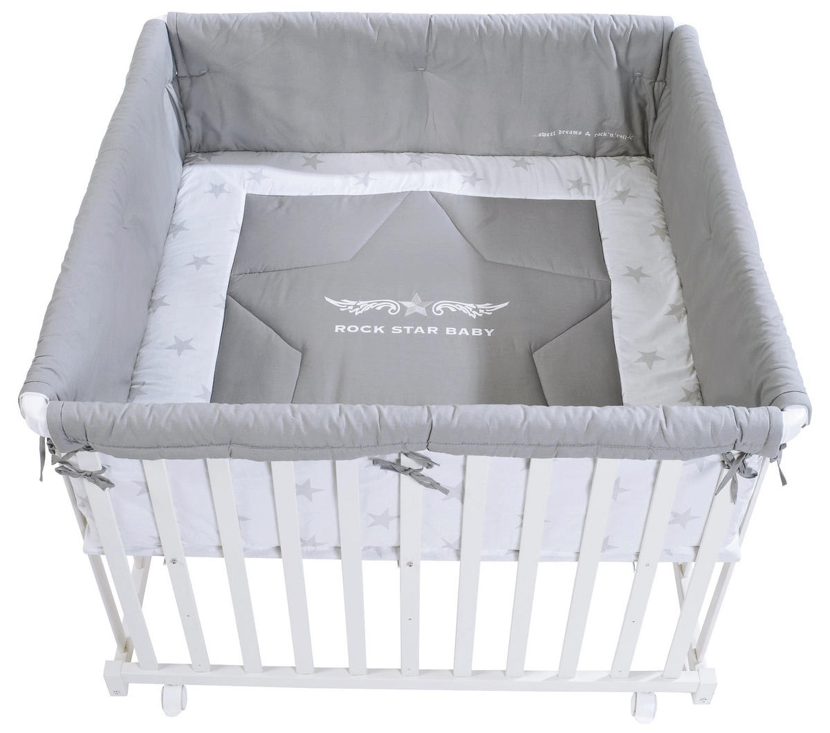 LAUFGITTER 100x100, Rock Star Baby 2 - Weiß, Holzwerkstoff (94.5/72.5/94.5cm) - Roba