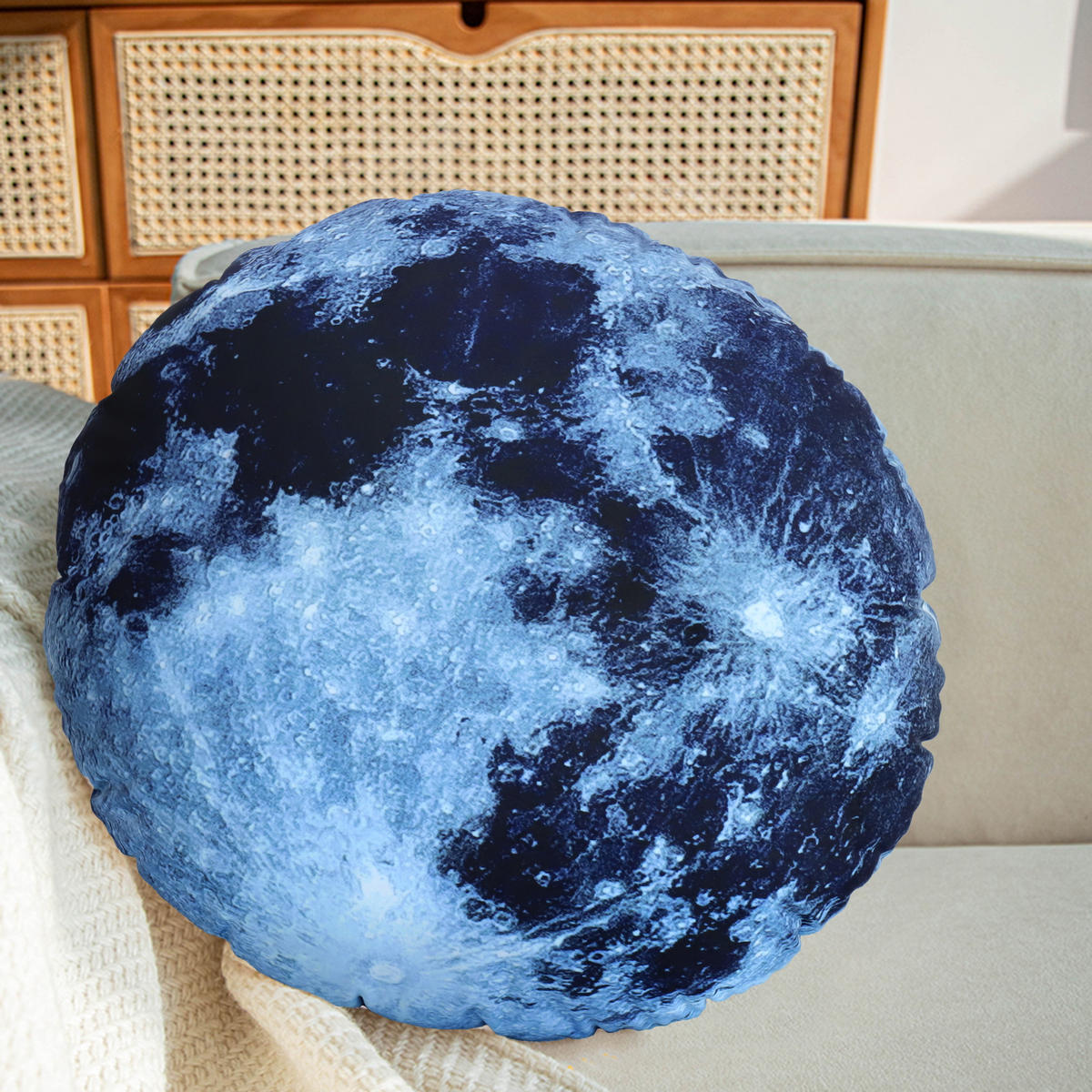 KISSEN Planet Universum Schwarzer Mond 41cm - Blau/Schwarz, Textil (41/6cm) - Vercart
