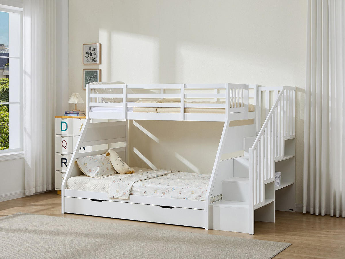 ETAGENBETT - 2 Personen - Holz, Platte - Weiß - - Weiß, Holz (140/190cm) - Vente-Unique