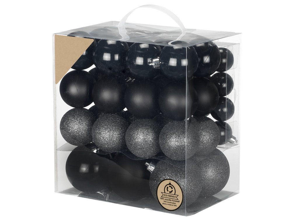 WEIHNACHTSKUGELN 54er-Set schwarz verschiedene Designs, 4-8 cm - Schwarz, Kunststoff (15/35/35cm) - LAALU