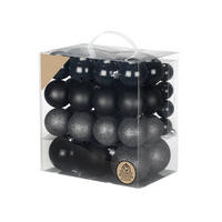 WEIHNACHTSKUGELN 54er-Set schwarz verschiedene Designs, 4-8 cm - Schwarz, Kunststoff (15/35/35cm) - LAALU