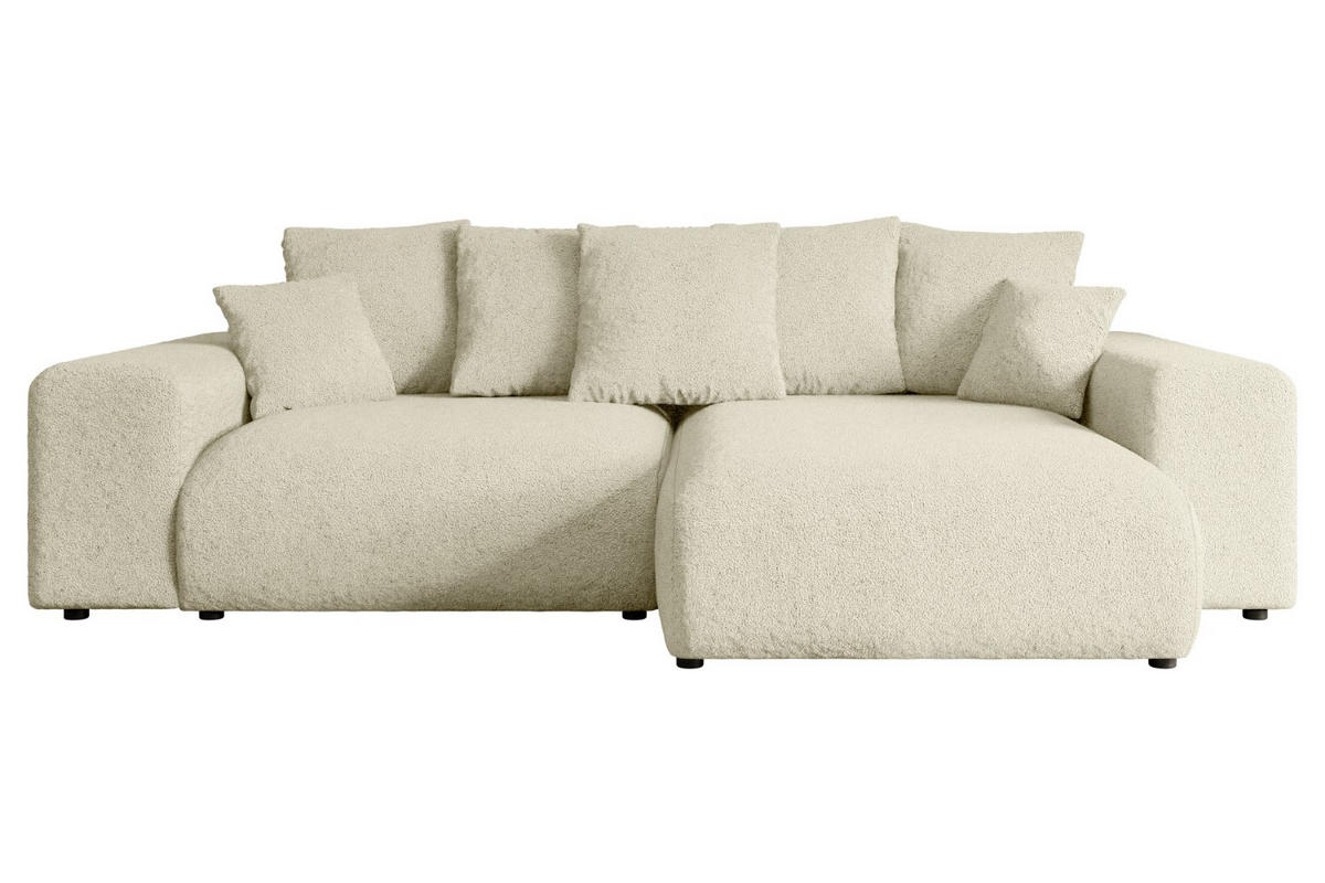 ECKSOFA Ottomane rechts ESKAR-L 266x176x84 Creme Bouclé - Creme/Schwarz, Holzwerkstoff/Kunststoff (176/266cm) - ALTDECOR