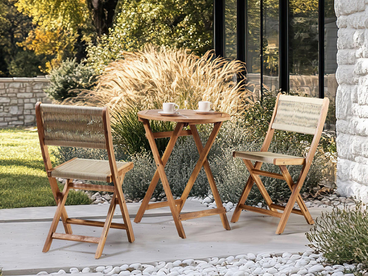 BISTRO-SET 2-Sitzer Beige Prossedi - Hellbraun/Beige, Holz - Beliani