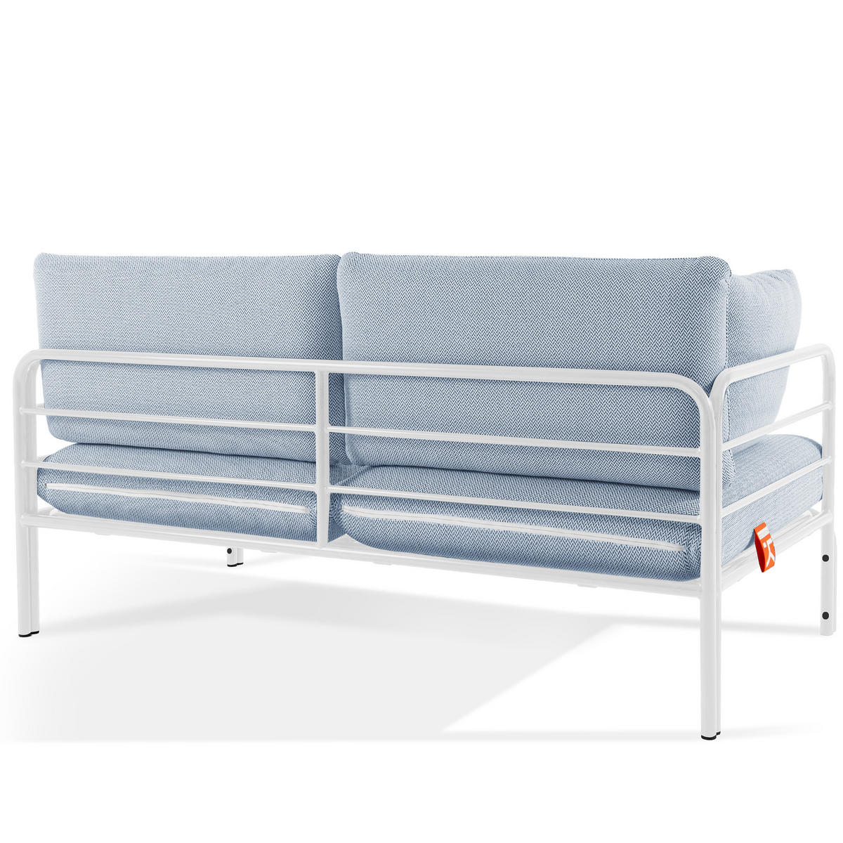 GARTENSOFA RAMBE 2-Personen mit Kissen, Weiß - Weiß/Hellblau, Textil/Metall (150/80/80cm) - KONSIMO®
