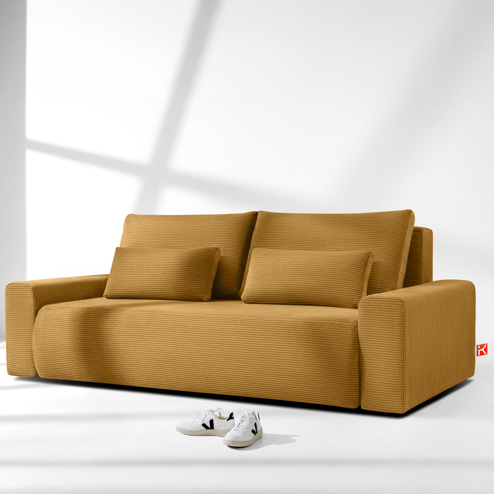 3-SITZER SCHLAFSOFA MOLLIS, Corduroy, Gelb - Gelb, Holz/Holzwerkstoff (250/93/108cm) - KONSIMO®
