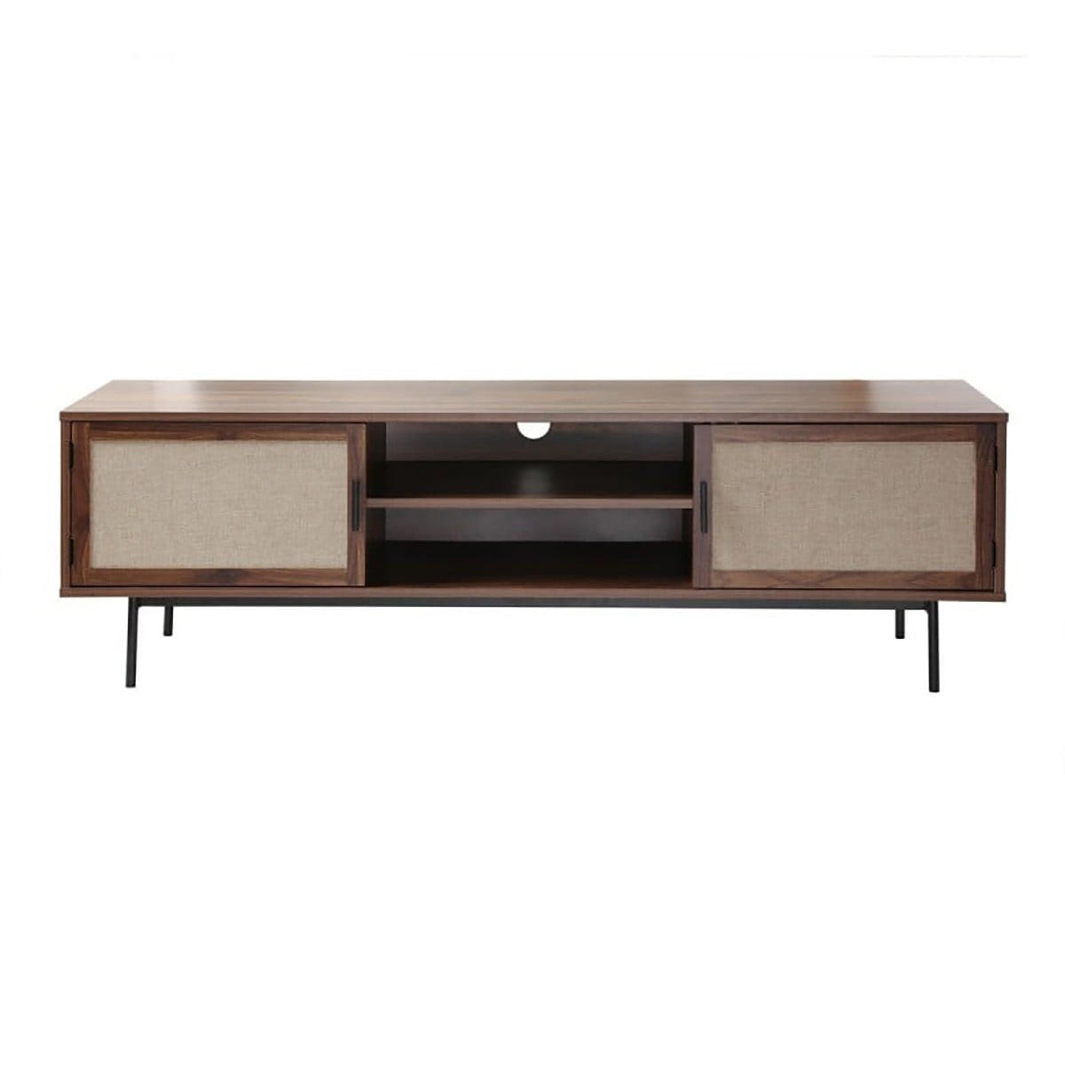 TV-MÖBEL in walnussdekor mit fronten aus stoff jetson 39,5/45/140 cm - Nussbaumfarben, Holzwerkstoff (39.5/45/47.5cm) - Calicosy