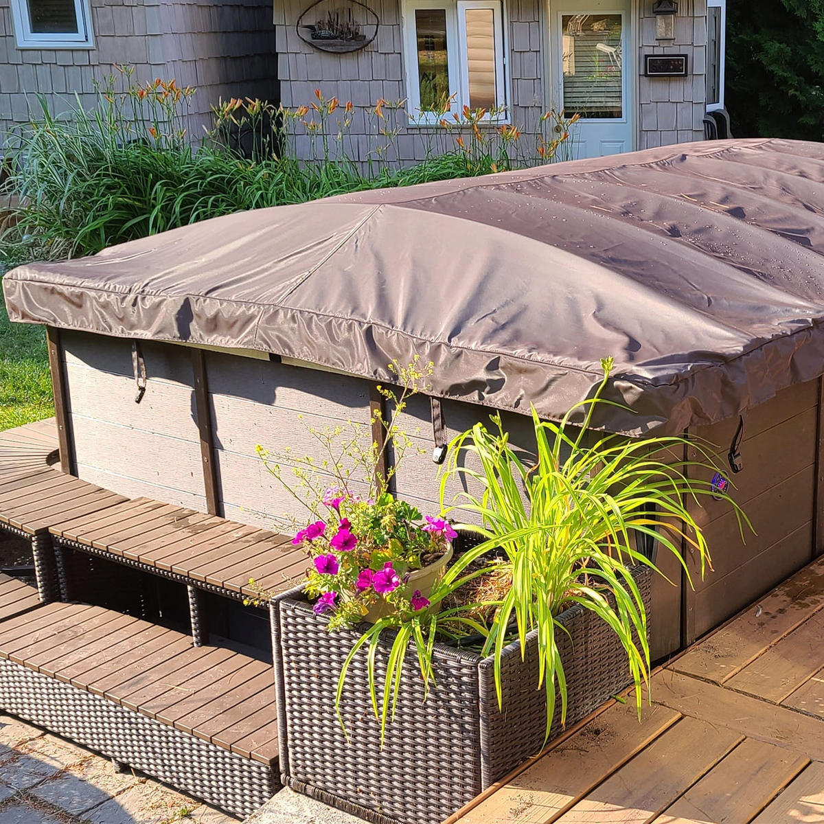 WHIRLPOOL-ABDECKUNG St. Lawrence Swim Spa 4m rollende Abdeckungen - Braun, Kunststoff (228/390cm) - Canadian Spa Company