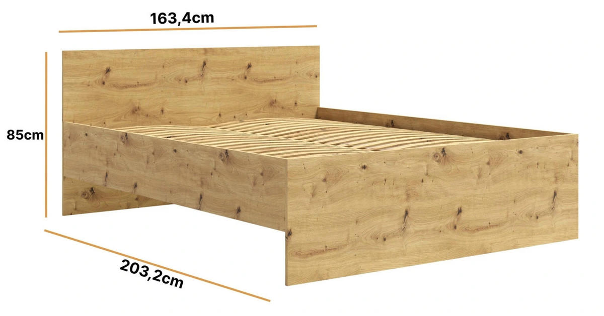 BETT 160x200 cm Eiche Artisan - mit Lattenrost - Modena - Eiche Artisan, Holz - Ravio