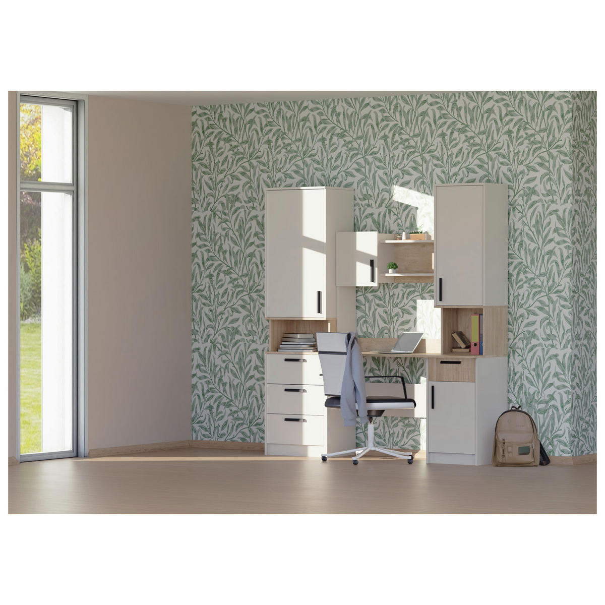 MEHRZWECKSCHRANK GRANT G6/C GRAUBEIGE CASHMERE 52/195/40 - Kaschmir/Schwarz, Holzwerkstoff/Kunststoff (52/195/40cm) - Marmex Möbel