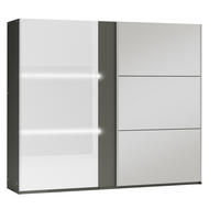 SCHWEBETÜRENSCHRANK RENEKTON 250/215/65 cm 2-türig mit Spiegel Graphitfarben - Graphitfarben, Holzwerkstoff (250/215/65cm) - MASSENO