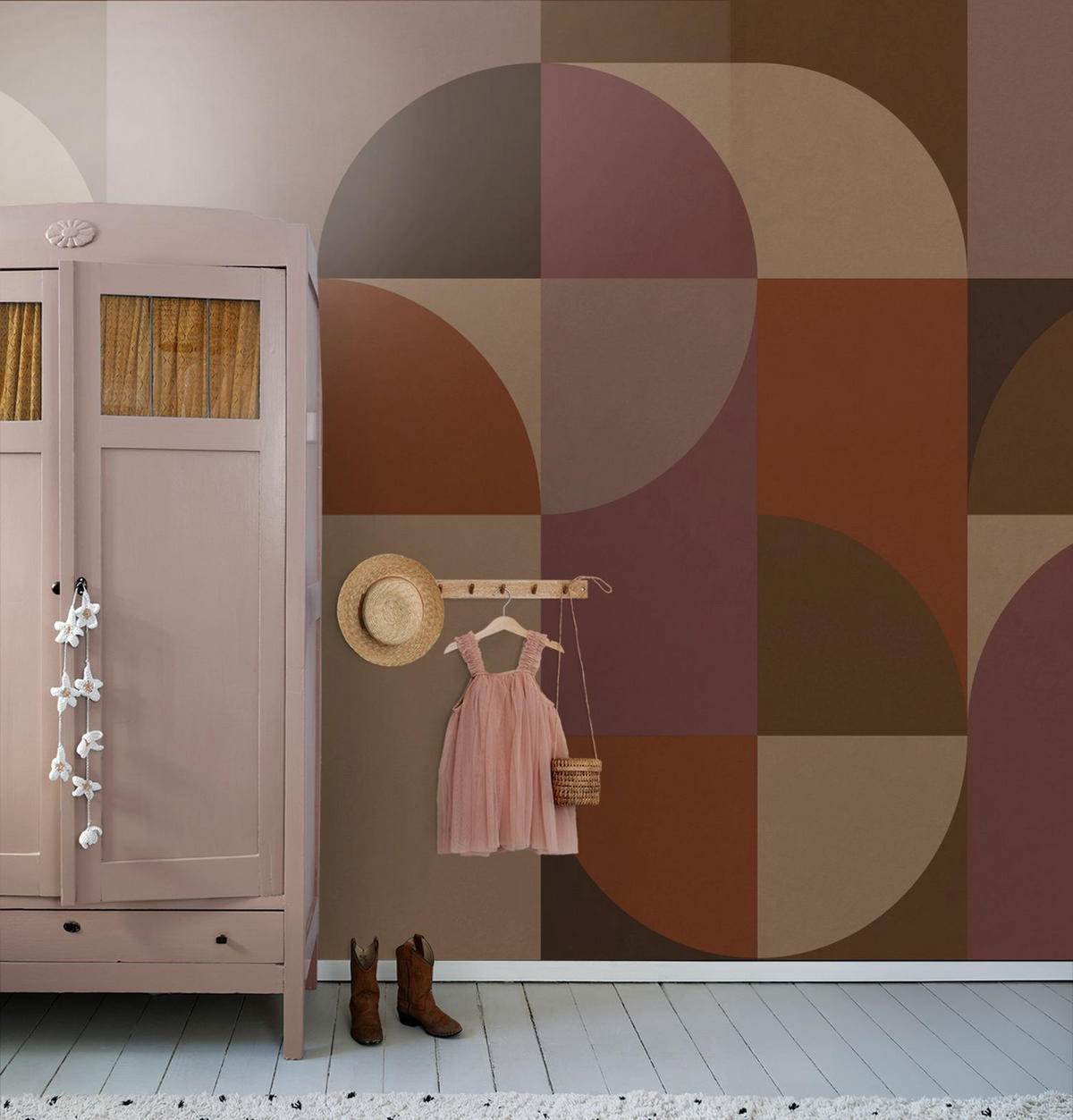 FOTOTAPETE Kreise im Bauhaus-Stil 2.5 x 2.79 m - Multicolor, Papier (250/279cm) - ESTAhome