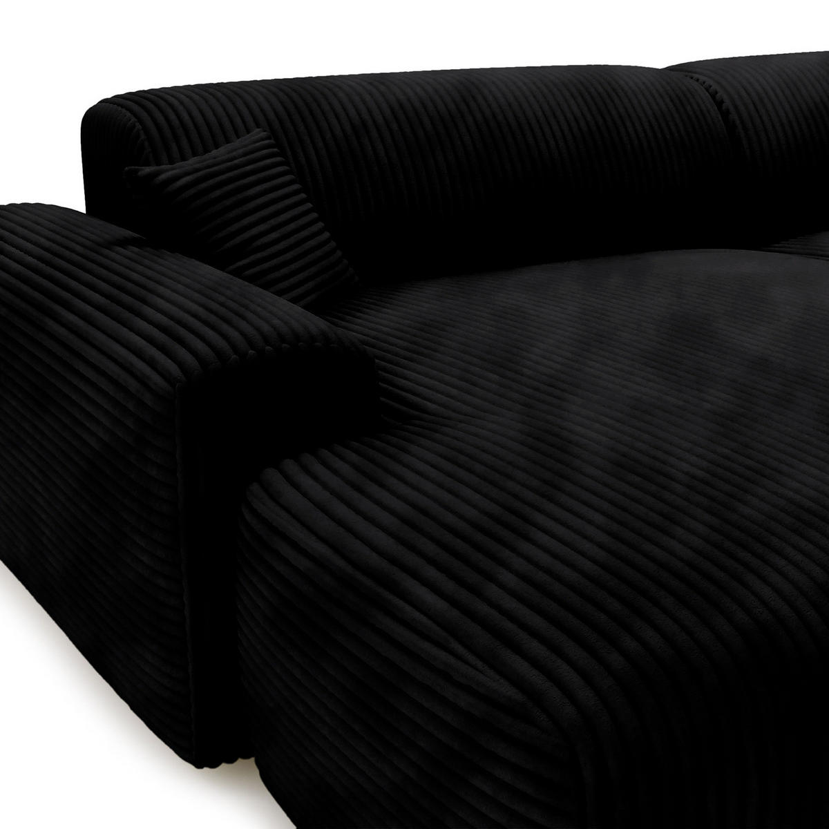 ECKSOFA mit Longchair - Cord - Schwarz, Kunststoff/Textil (284/178cm) - home24