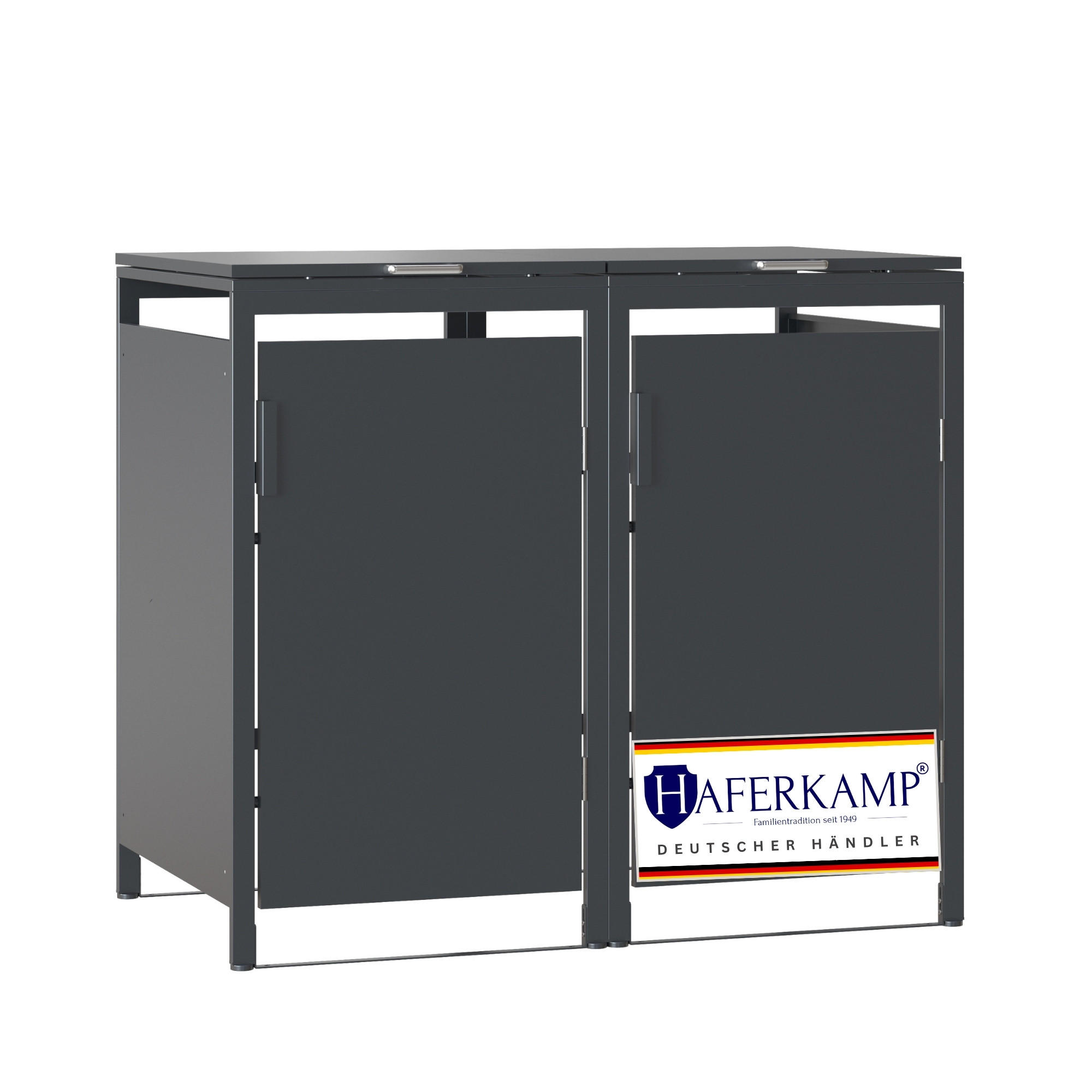 MÜLLTONNENBOX MODUS 2er HxBxT 118,5x136x80cm für 2 x 240 Liter Mülltonnen Verzinkter Stahl - Grau, Metall (136/118.5/80cm)