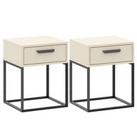 NACHTTISCH RECTUS 2-er Set - Creme/Schwarz, Holzwerkstoff (40/52/39cm) - KONSIMO®