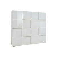 HIGHBOARD mit 2 Türen - Weiß lackiert - CALISTO - Weiß, Holz (121/111/42cm) - Vente-Unique