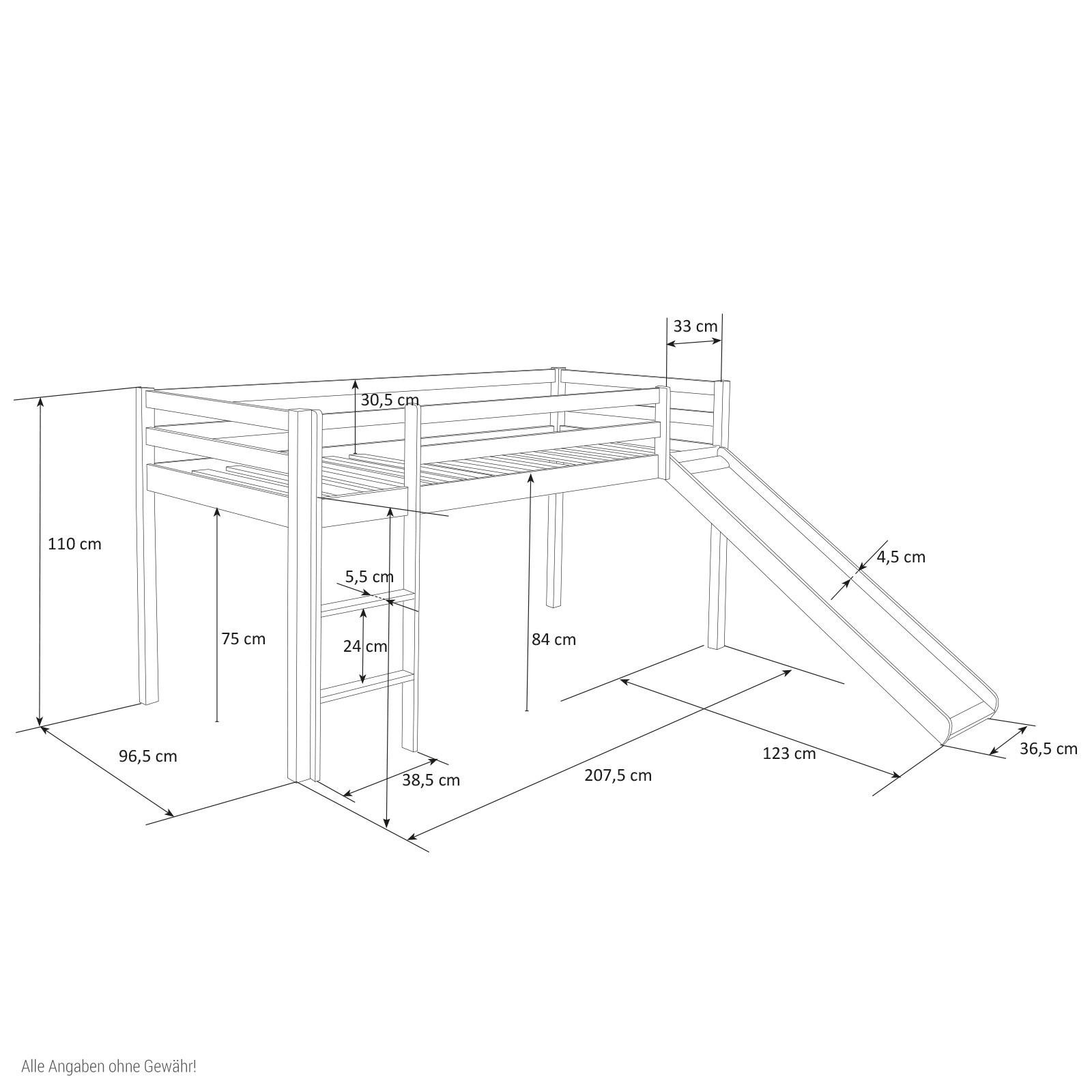Thumbnail - Homestyle4u Hochbett, Weiß, Dunkelblau, Holz, 90x200 cm, Kinder- & Jugendzimmer, Kindermöbel, Kinderbetten, Hochbetten
