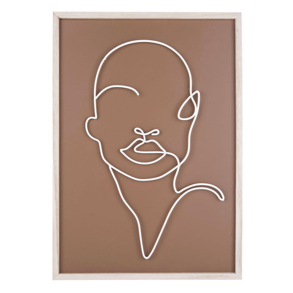 WANDDEKORATION Metall Gesichtsmotiv Art Line - Braun, Holzwerkstoff (27/45cm) - Present Time