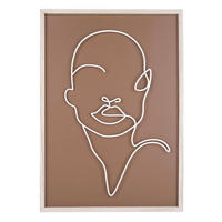 WANDDEKORATION Metall Gesichtsmotiv Art Line - Braun, Holzwerkstoff (27/45cm) - Present Time