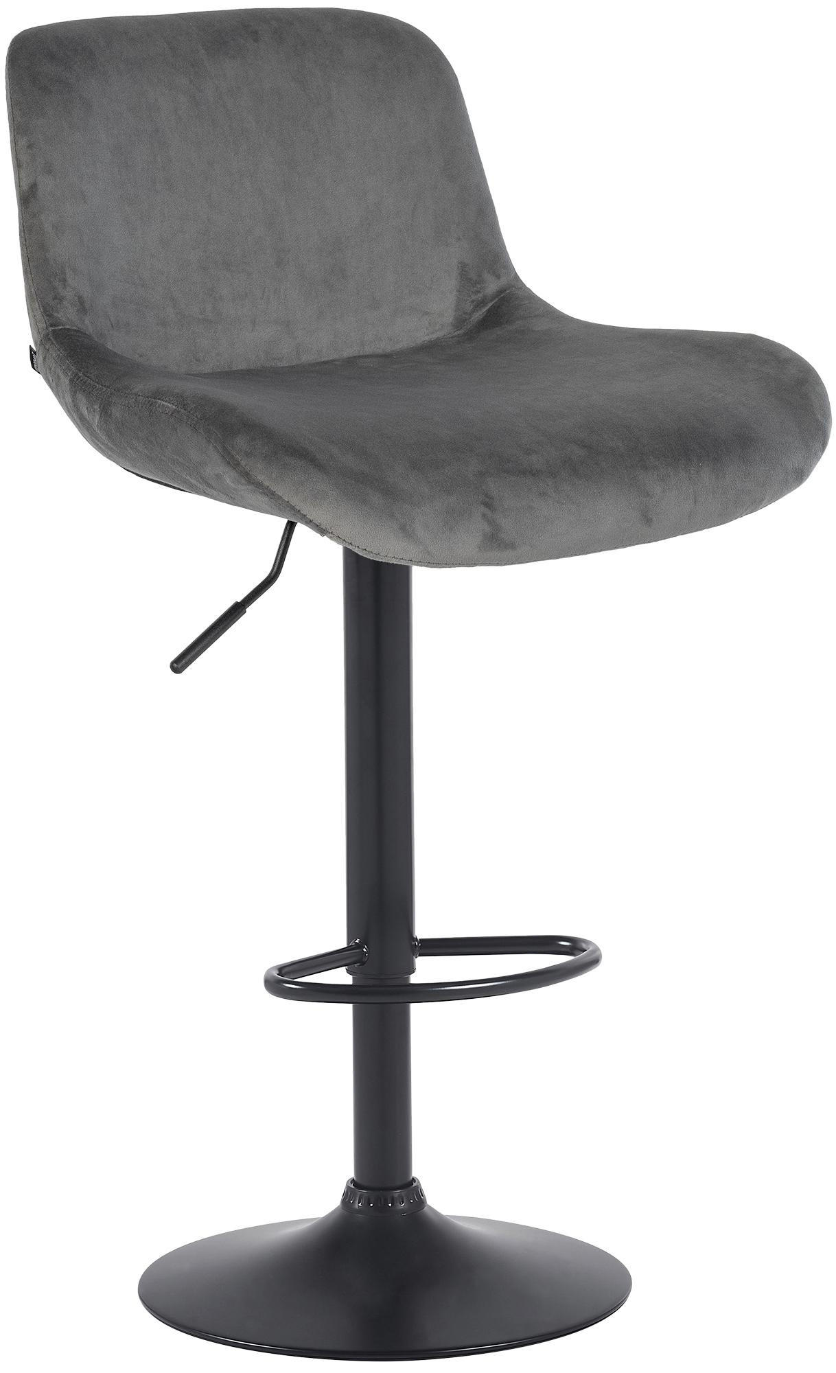 BARHOCKER Samt dunkelgrau - Dunkelgrau/Schwarz, Textil/Metall (50/85/50cm) - CLP