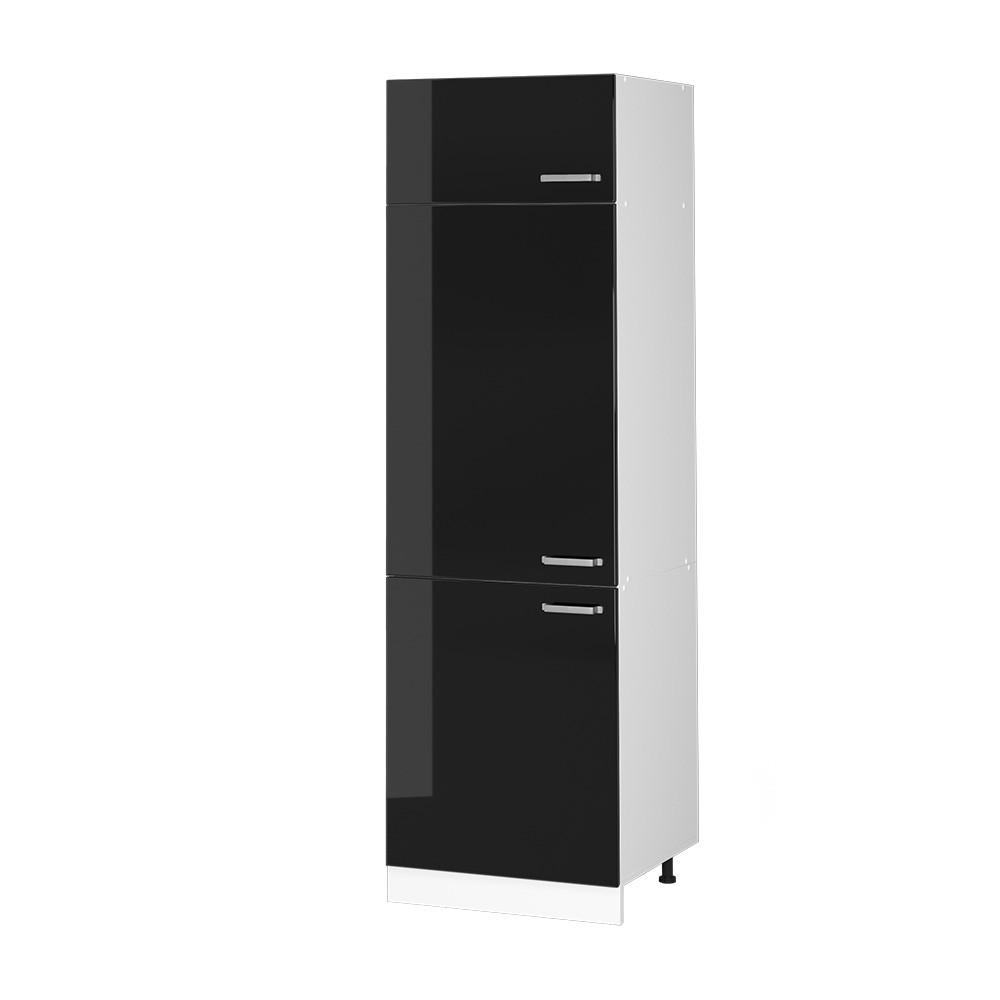 KÜHLUMBAUSCHRANK R-Line Schwarz Hochglanz 60 cm - Schwarz Hochglanz/Schwarz, Holzwerkstoff (60/206.8/57.2cm) - Vicco