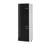 KÜHLUMBAUSCHRANK R-Line Schwarz Hochglanz 60 cm - Schwarz Hochglanz/Schwarz, Holzwerkstoff (60/206.8/57.2cm) - Vicco