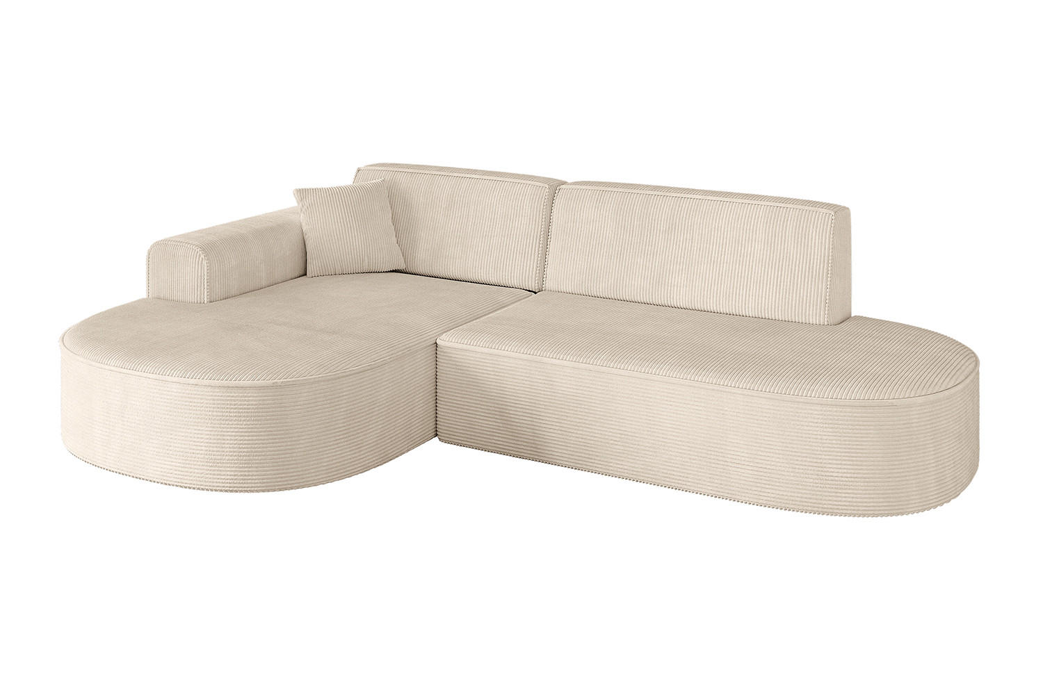 ECKSOFA Ottomane Links MARI-L1 - 232x163x73,5 cm Beige Cord - Beige/Schwarz, Holzwerkstoff/Kunststoff (163/234cm) - ALTDECOR