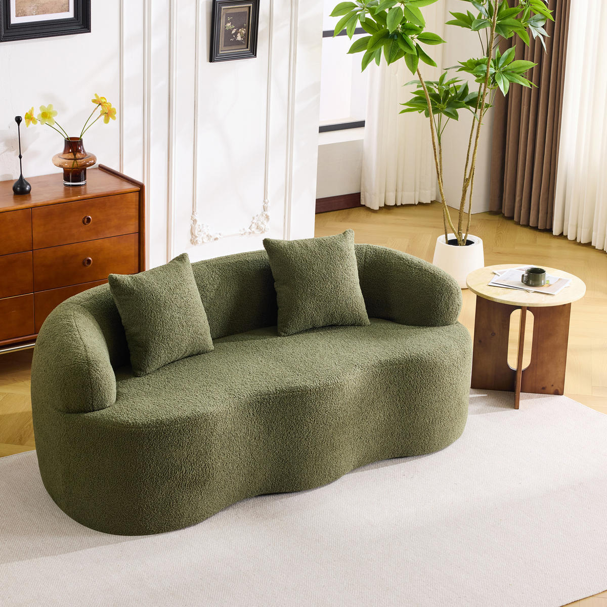 2-SITZER-SOFA mit geschwungener Form, Federkernpolsterung und runden Armlehnen, Grün - Grün, Kunststoff (170/70/89cm) - Redom