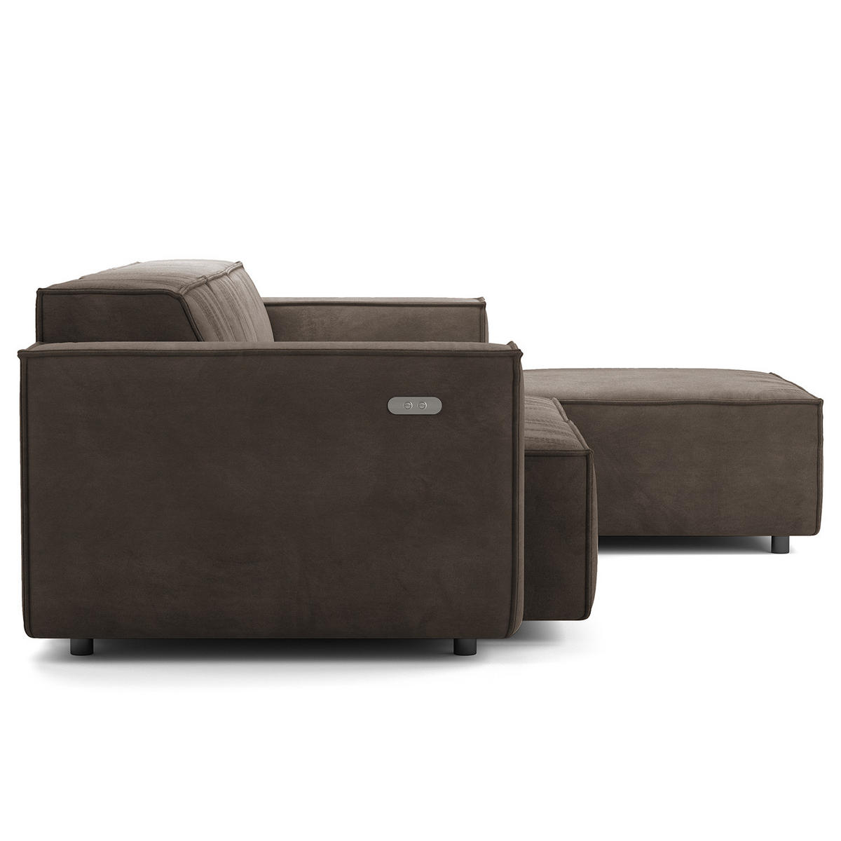 ECKSOFA mit Longchair - Taupe/Schwarz, Kunststoff/Textil (260/177cm) - home24