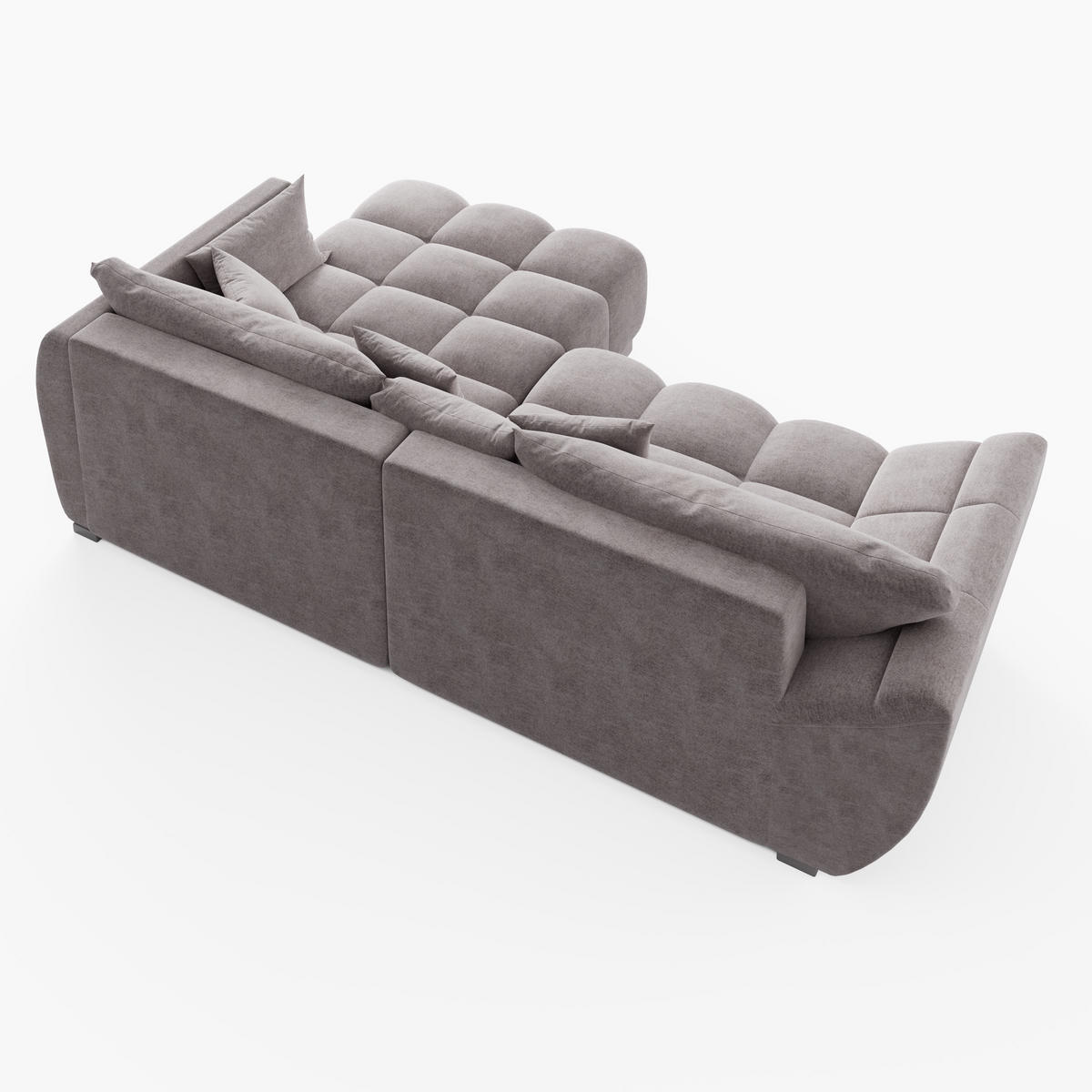 ECKSOFA LARGO Rechts Blau Velours Premium L-Form Couch mit Schlaffunktion & Bettkasten - Blau/Schwarz, Holz (285/180cm) - Barchello