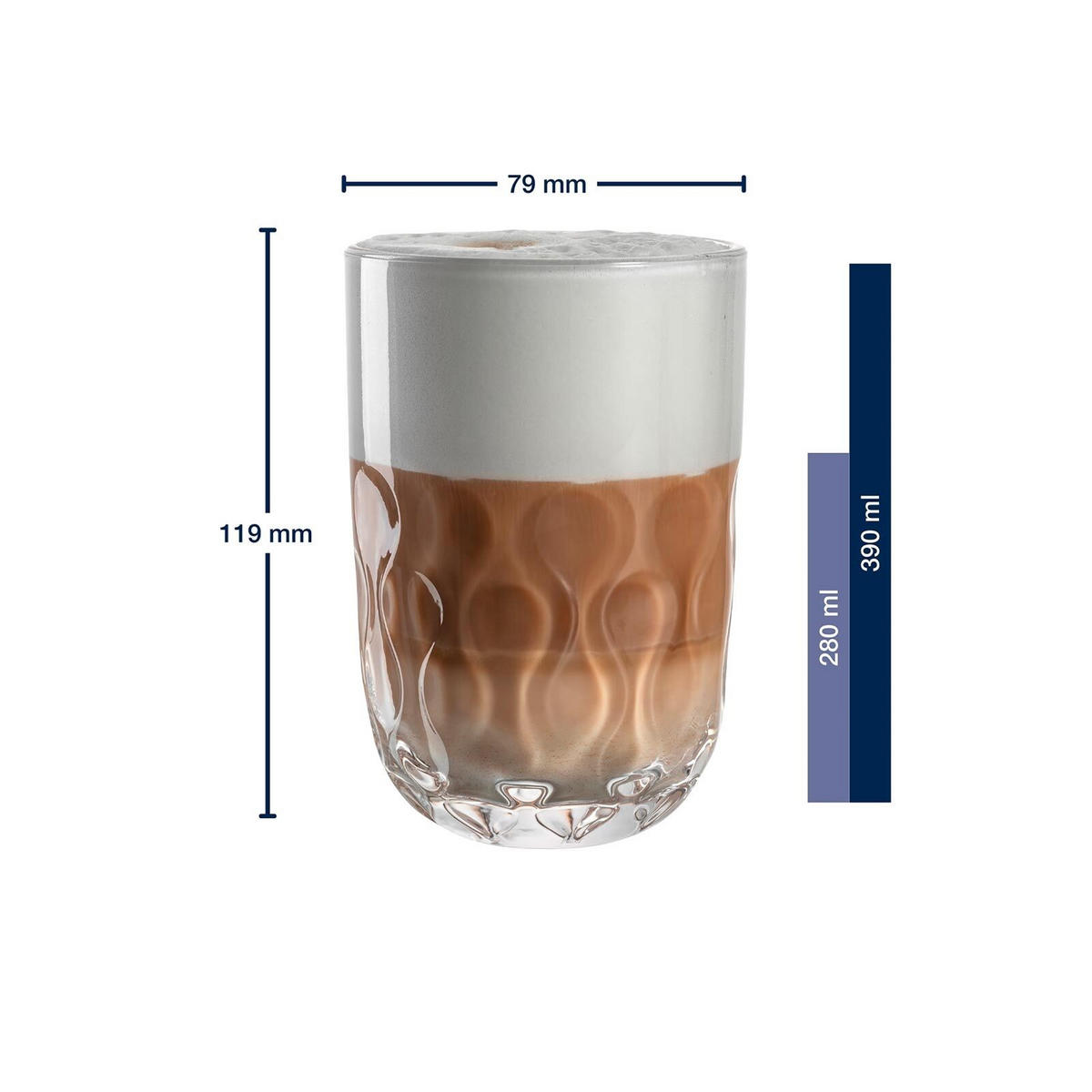 LATTE MACCHIATO GLÄSER (2) Gocce transparent 390 ml 6er Set - Transparent, Glas (0.39L) - Leonardo Living
