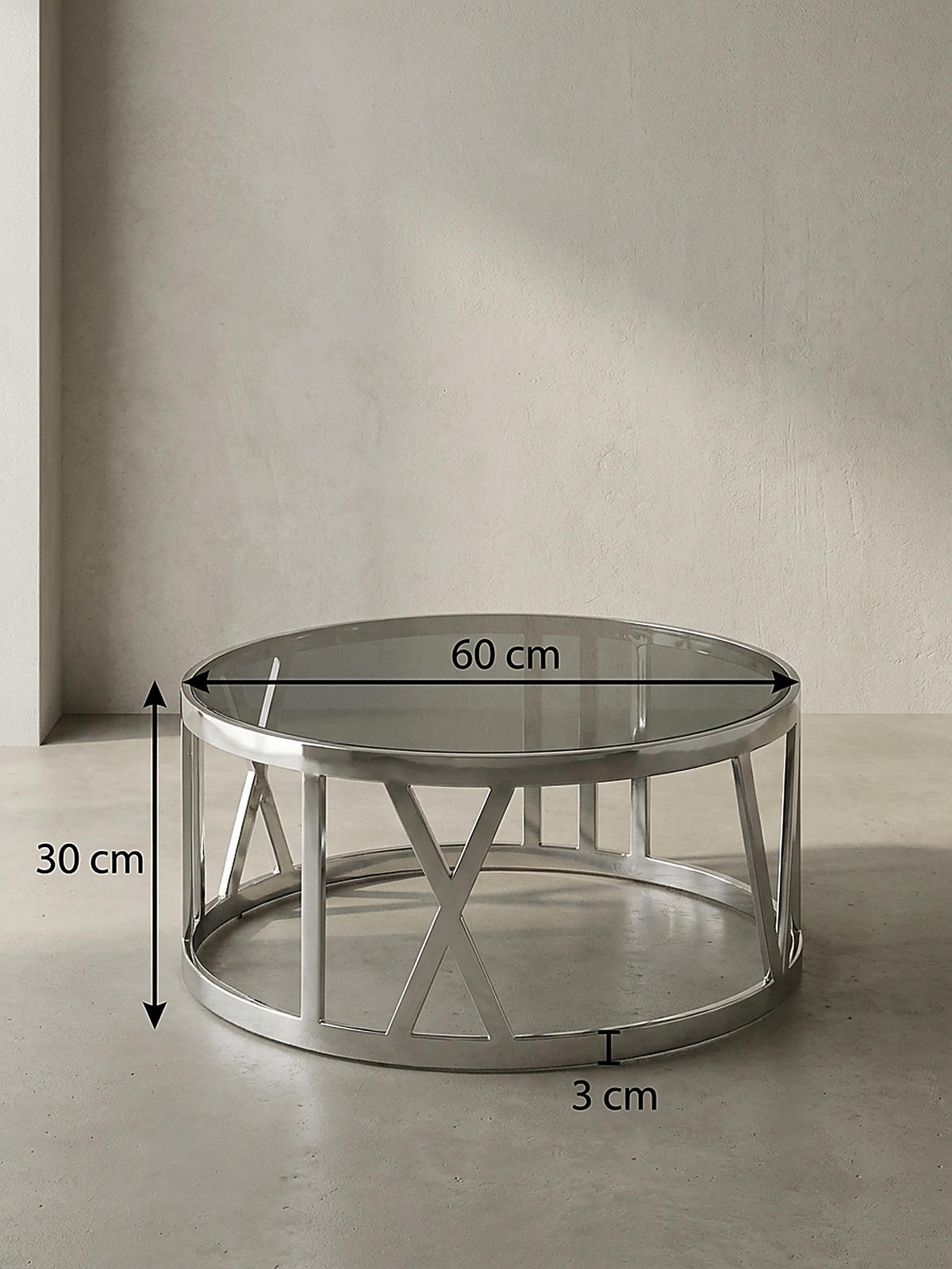 COUCHTISCH mit Glasplatte, Metallgestell, handgefertigt, Belastbarkeit 20 kg, Silber 60x60x30 cm - Silberfarben, Glas/Metall (60/60/30cm) - KADIMA DESIGN