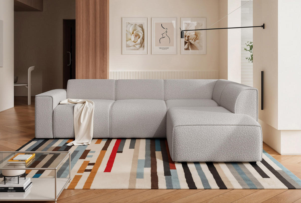 ECKSOFA ZAVO Feiner Mischstoff in Grau - Grau, Holzwerkstoff/Kunststoff (310/218cm) - Idohome