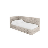 EINZELLBETT Jugendbett mit Bettkasten und Matratze H3/H4, Rechts - MULY 100x200 Beige - Sandfarben, Holzwerkstoff/Textil (100/200cm) - ALTDECOR