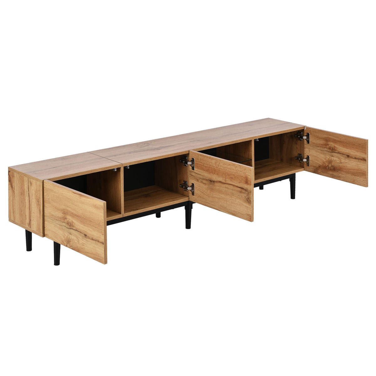 TV-ELEMENT 175 cm MDF Schwarz Holzmaserung mit LED-Beleuchtung - Eichefarben, Holzwerkstoff (31/41/175cm) - Korfee