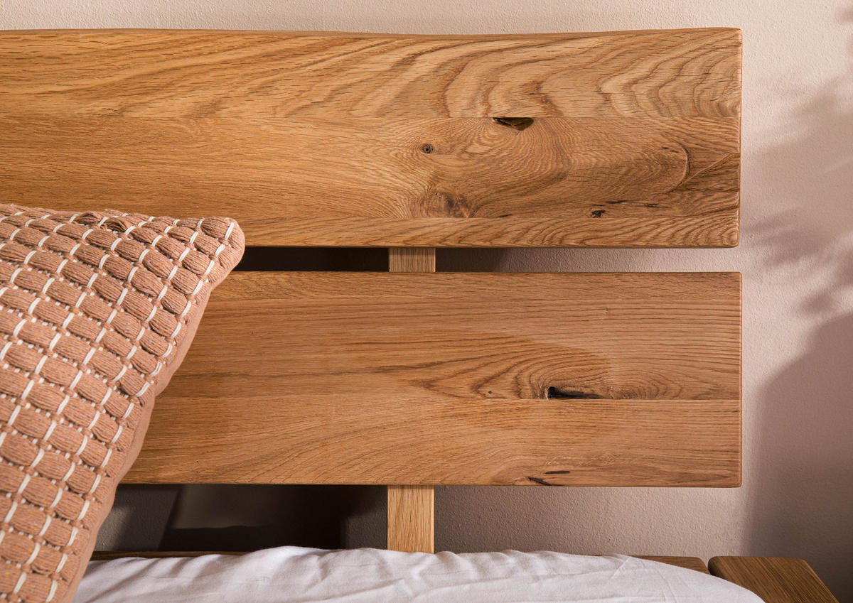 BETT Massivholz Wildeiche 200 x 200 x 84 natur BALKENMÖBEL #200 - Naturfarben, Holz (200/200cm) - Massivmoebel24