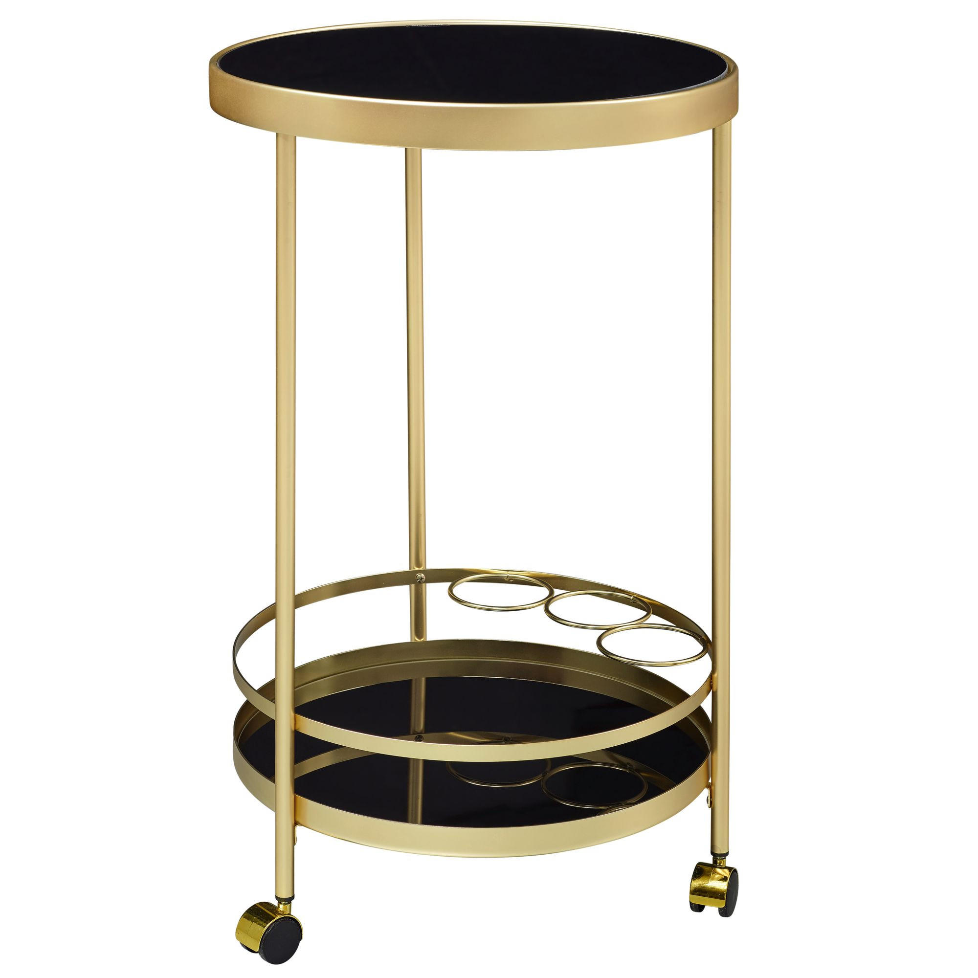SERVIERWAGEN – Gold, Schwarzglas, auf Rollen - Goldfarben, Glas/Metall (45/76/45cm) - KADIMA DESIGN