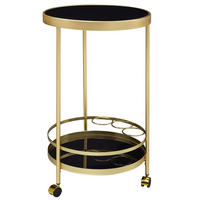 SERVIERWAGEN – Gold, Schwarzglas, auf Rollen - Goldfarben, Glas/Metall (45/76/45cm) - KADIMA DESIGN