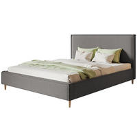 POLSTERBETT LUX RICO mit Kopfteil, 160 x 200 cm, Doppelbett mit Lattenrost aus Holz, Boucle-Stoff Grau, Füße in Farbe: Braun - Grau, Holz/Textil (160/200cm) - Alpi-Möbel