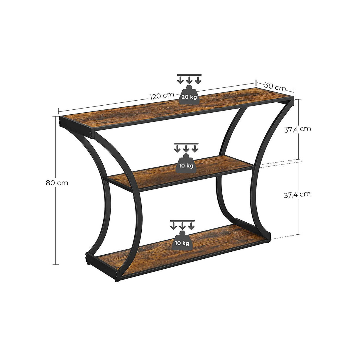 KONSOLENTISCH - Braun, Holzwerkstoff (120/30/80cm) - Hansiro