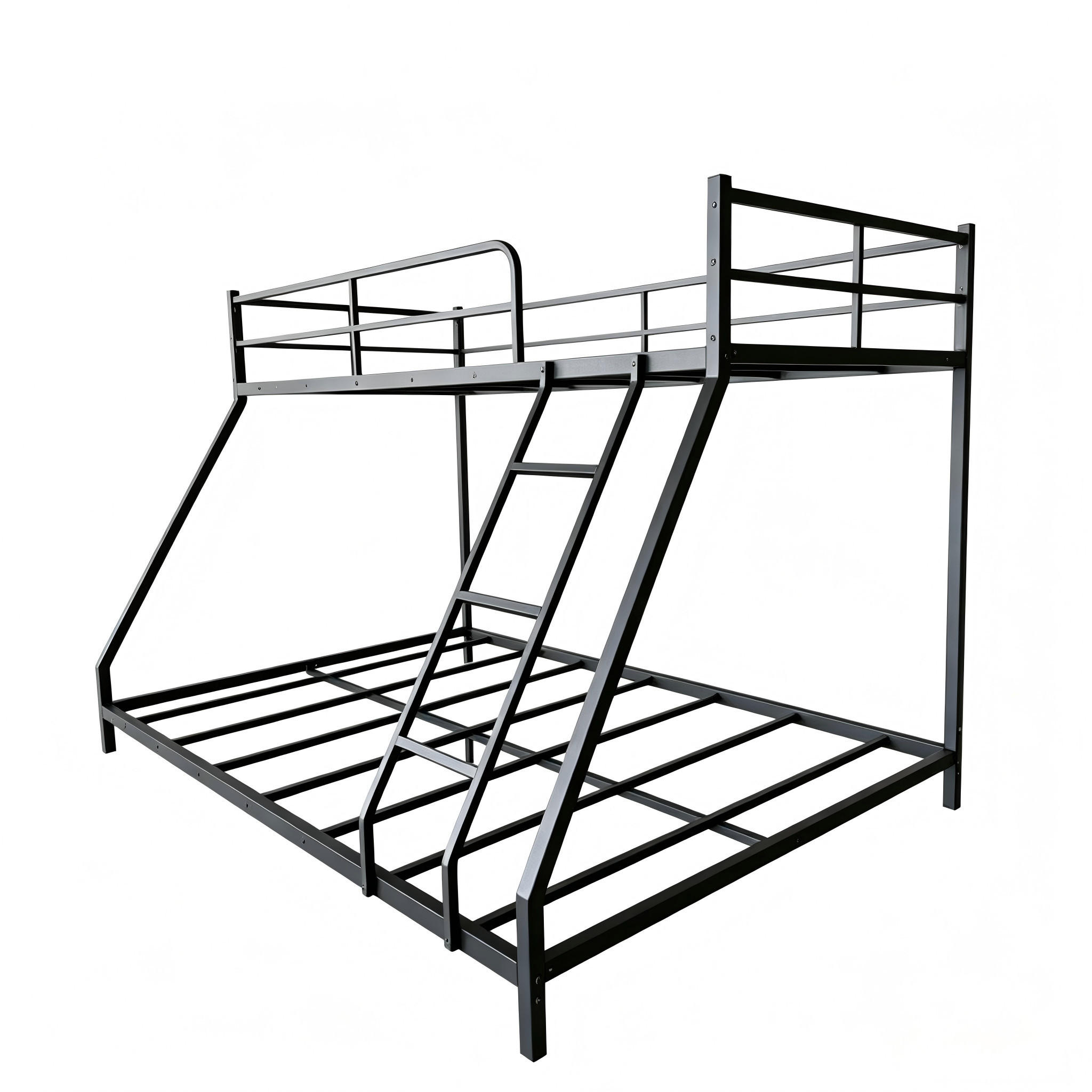 ETAGENBETT 80/130/190 cm DE-33051 mit Schutzgeländer Schwarz - Schwarz, Metall (80/130cm) - ComfortXL