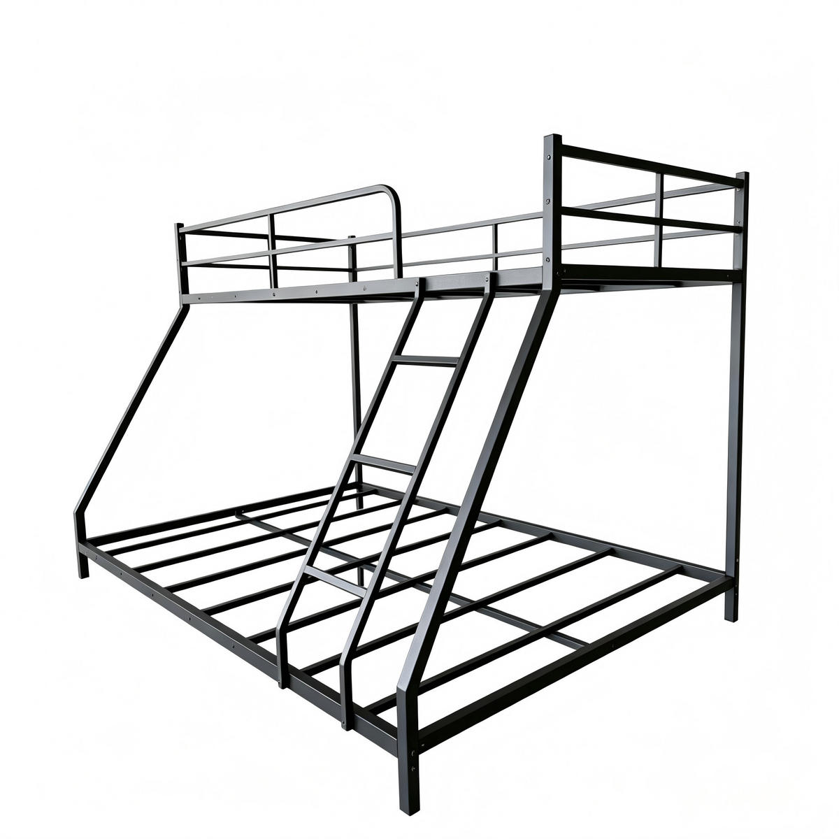 BETT Etagenbett 140x200 cm Metall Schwarz - Schwarz, Metall (140/200cm) - Meubliv