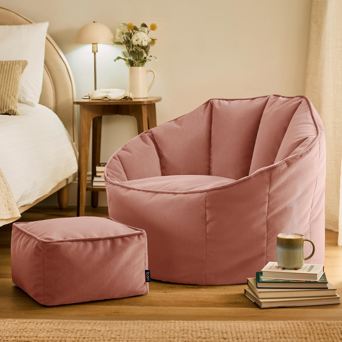 SITZSACK-SESSEL Sirena mit Hocker - Pink, Textil (77/64/74cm) - icon
